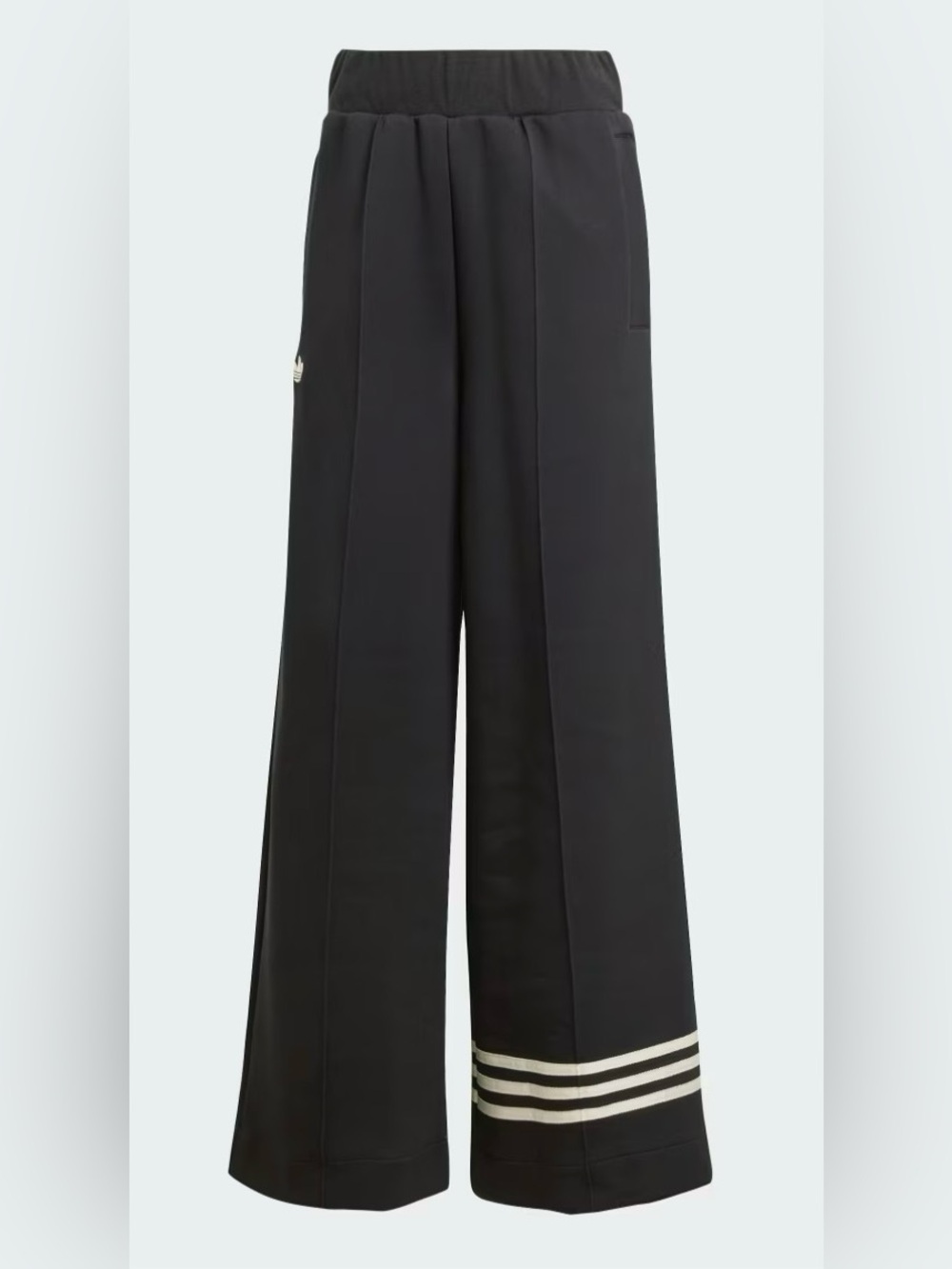 Adidas Black Wide-Leg Track Pants with Contrast Hem Stripes - Picture 4 of 9